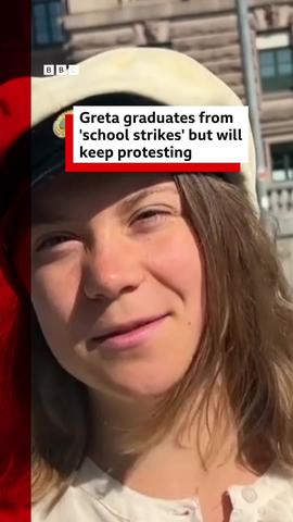 @bbcnews "Today, I graduate from school, which means I'll no longer be able to school strike for the climate," #GretaThunberg tweeted. #Climate #Sweden #SchoolStrikeForClimate #skolstrejkförklimatet #BBCNews
