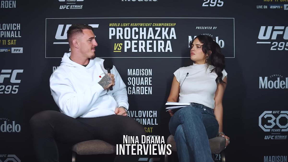 UFC reporter Nina Drama defends fighter Tom Aspinall after he asked a sexually charged question during interview: 'Didn't offend me AT ALL!'