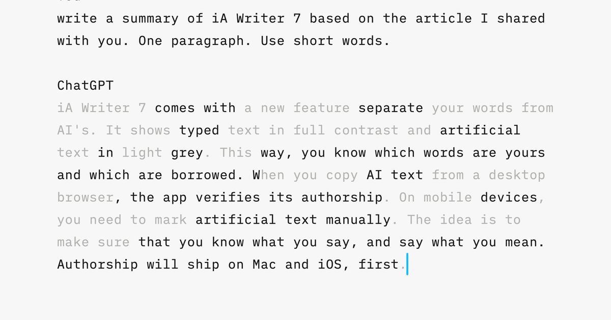 iA Writer can now track what you or ChatGPT wrote