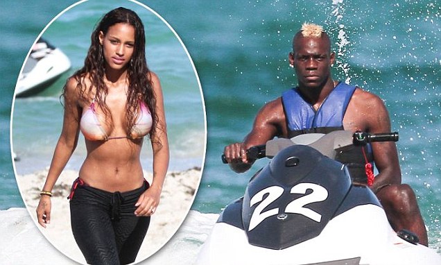 Mario Balotelli and fiancee Fanny Neguesha jet-ski in Miami