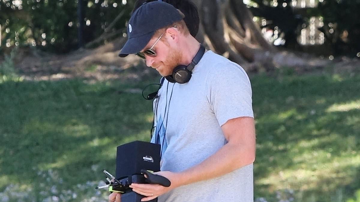 Prince Harry opts for a 'quiet luxury' style in a grey T-shirt and jeans teamed with $250 trainers and an Archewell branded cap as he channels his inner 'Sun Valley billionaire' for Netflix polo shoot in Palm Beach