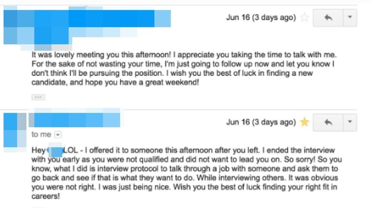Read the shocking message a recruiter sent me after a job interview: 'Written by a child'