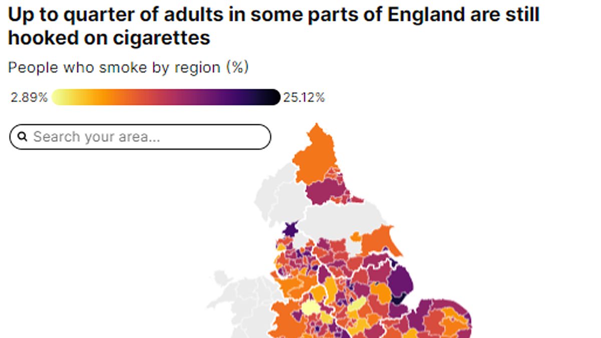 How teen smoking rates have fallen EIGHT-FOLD since the 80s amid the UK's war on tobacco which has made lighting up 'uncool' - as interactive map reveals up to a quarter of adults still smoke in parts of the nation