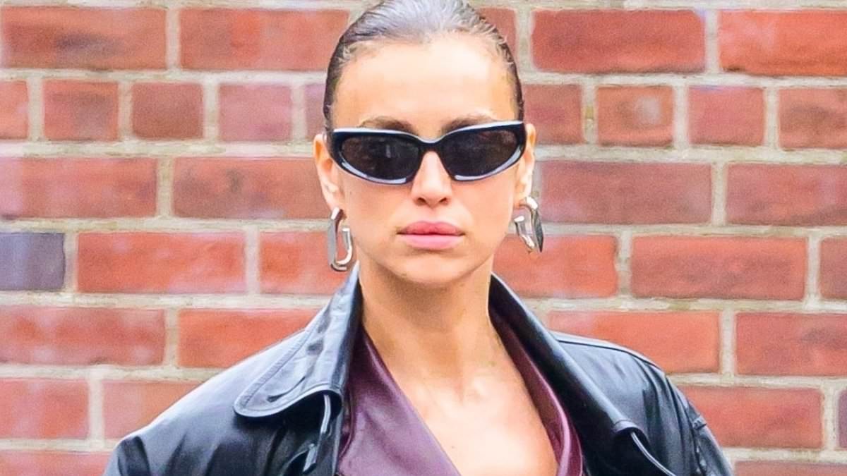Irina Shayk the sizzling supermodel rocks saucy triple-leather look as she turns NYC streets into a runway with her puppy in tow