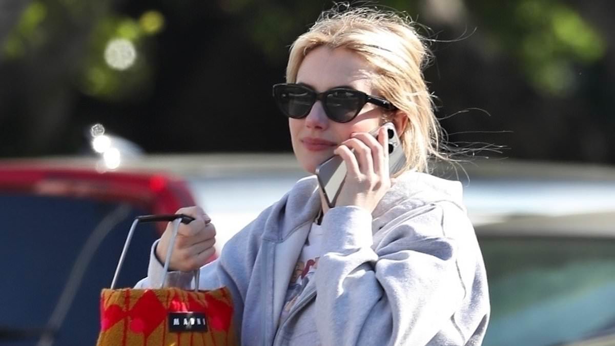 Emma Roberts keeps it casual in a hoodie and Dragon Ball Z t-shirt as she steps out for a grocery run in West Hollywood