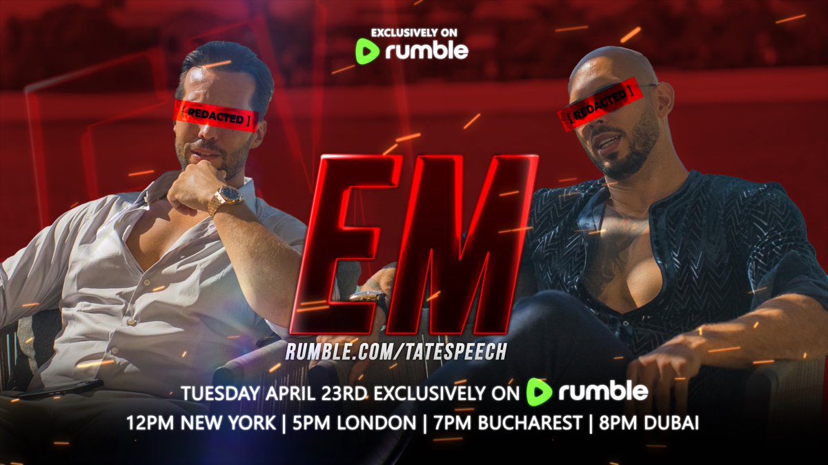 @Cobratate: EMERGENCY MEETING - POSITIVE ORGONES Tonight, April 23 at 7pm Universal Tate Time Watch it live on Rumble: rumble.com/v4qx4xo-emerge…