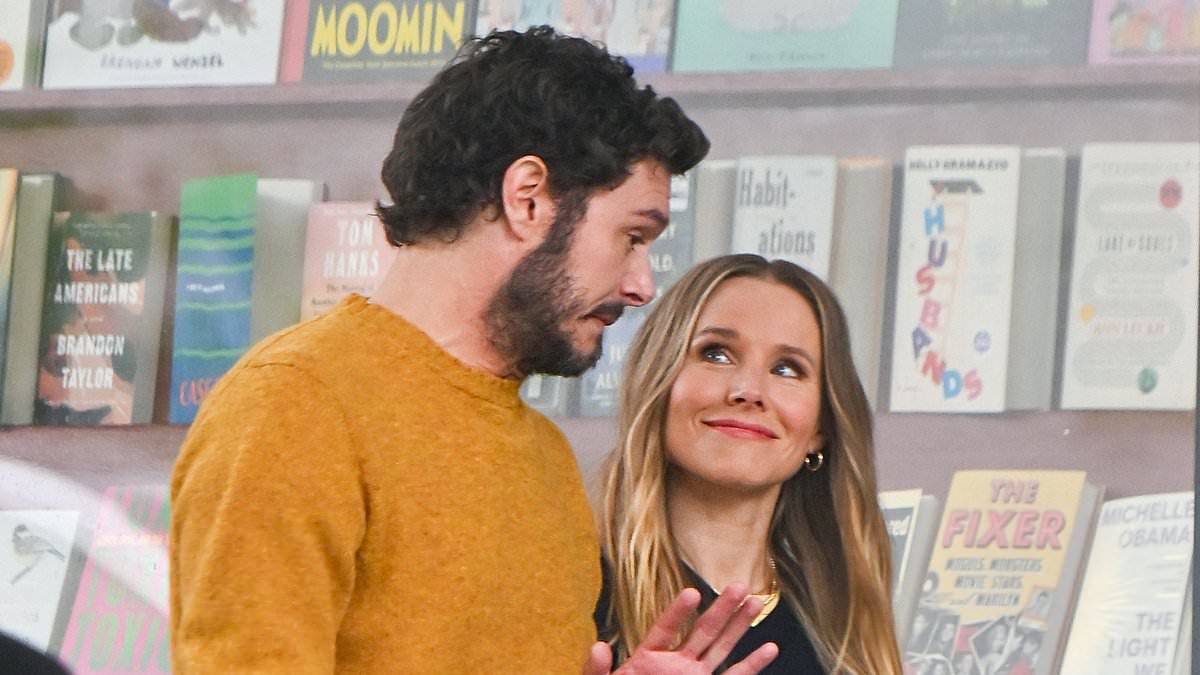Kristen Bell and Adam Brody have a coffee break as they continue filming upcoming Netflix series in LA