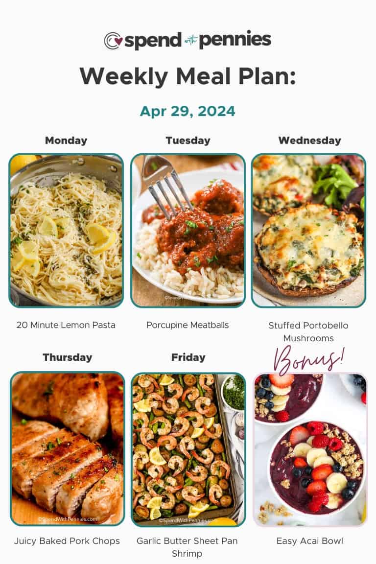 Weekly Meal Plan Apr 29, 2024