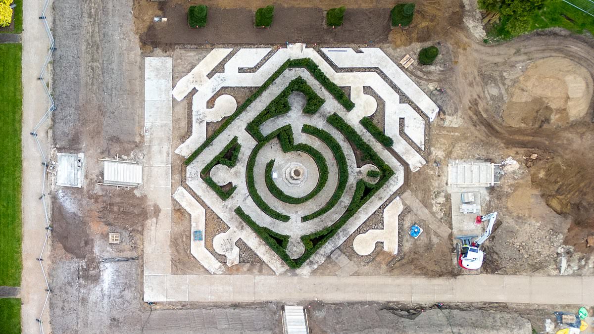 Fit for a King! Maze garden inspired by elaborate labyrinth Charles played in as a child starts to take shape at Sandringham