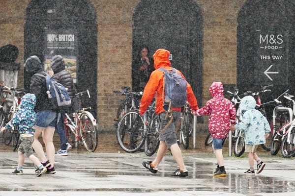 Yellow weather warnings in place for ‘lightning, hail, thunder and heavy downpoours’