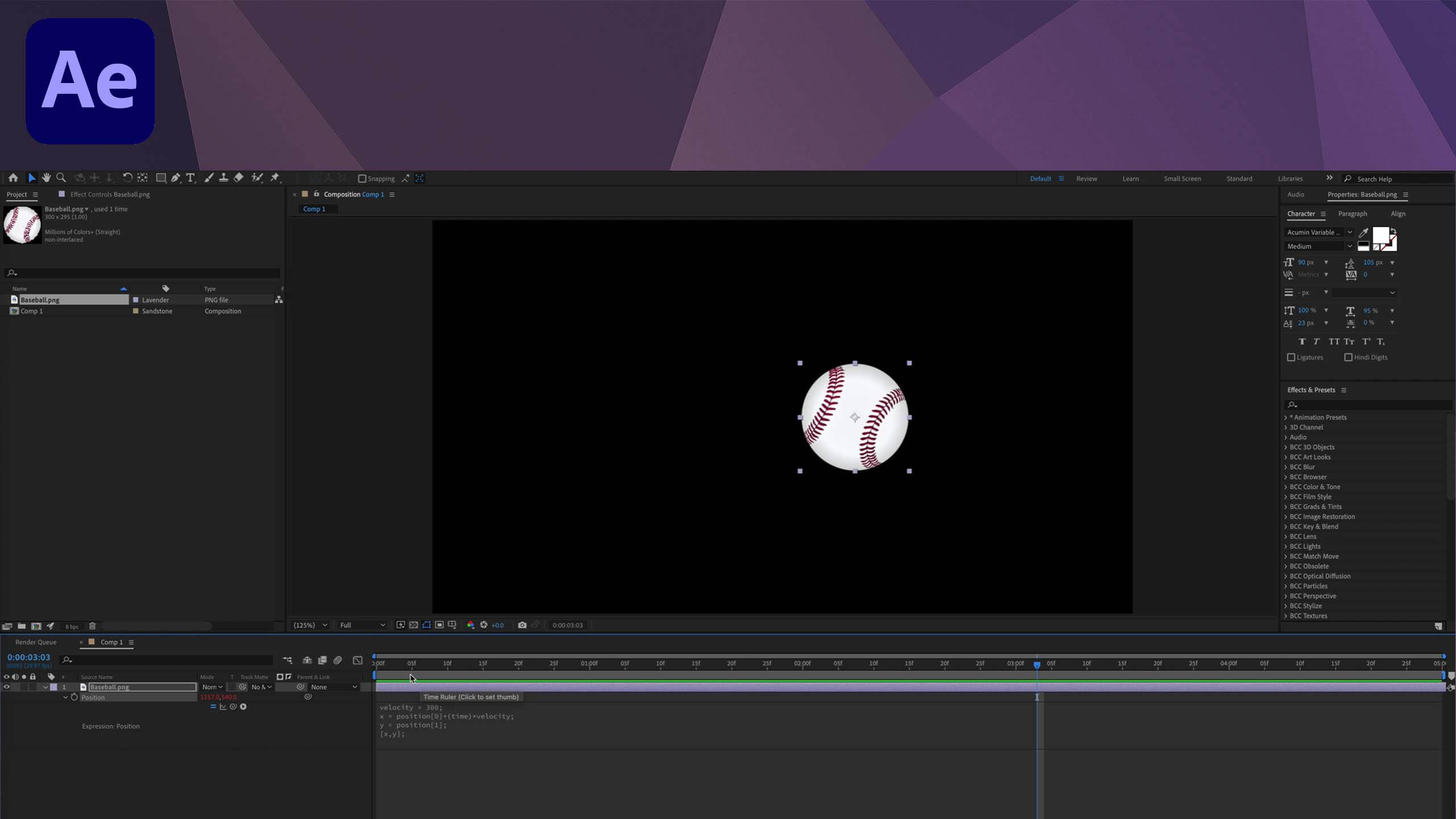 After Effects: How to create a Throw expression