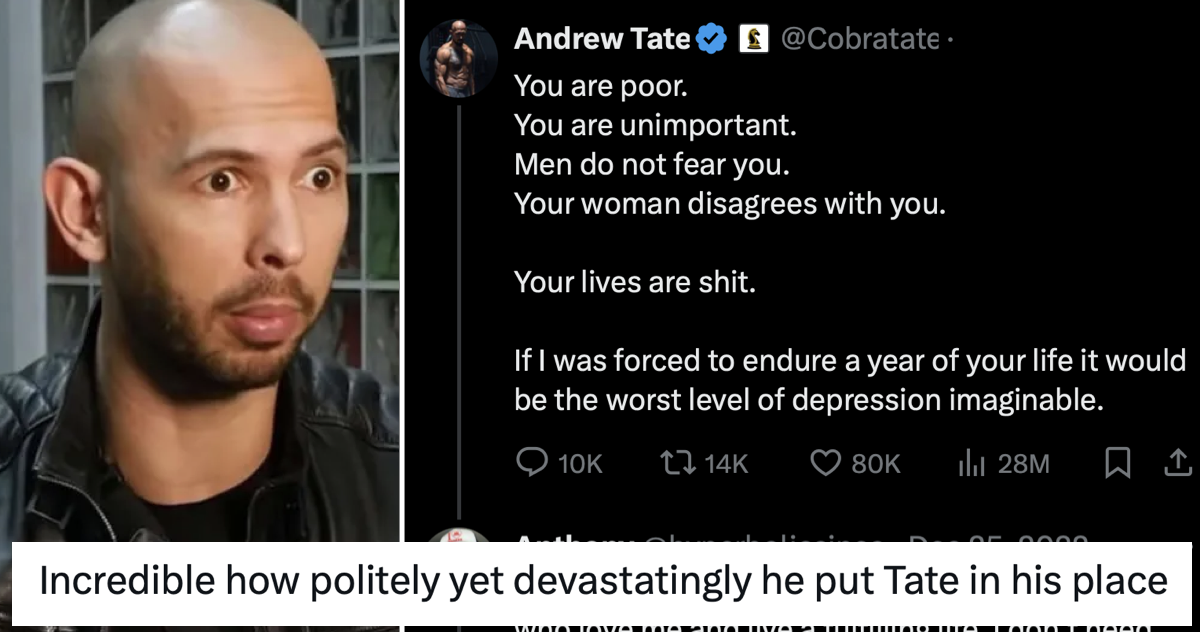 This all-time great takedown of Andrew Tate just got even better and had the whole internet cheering