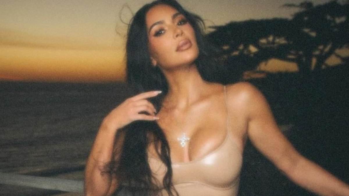 Kim Kardashian shows off her jaw-dropping figure in a VERY racy nude latex dress as she shares sexy selfies from her 44th birthday