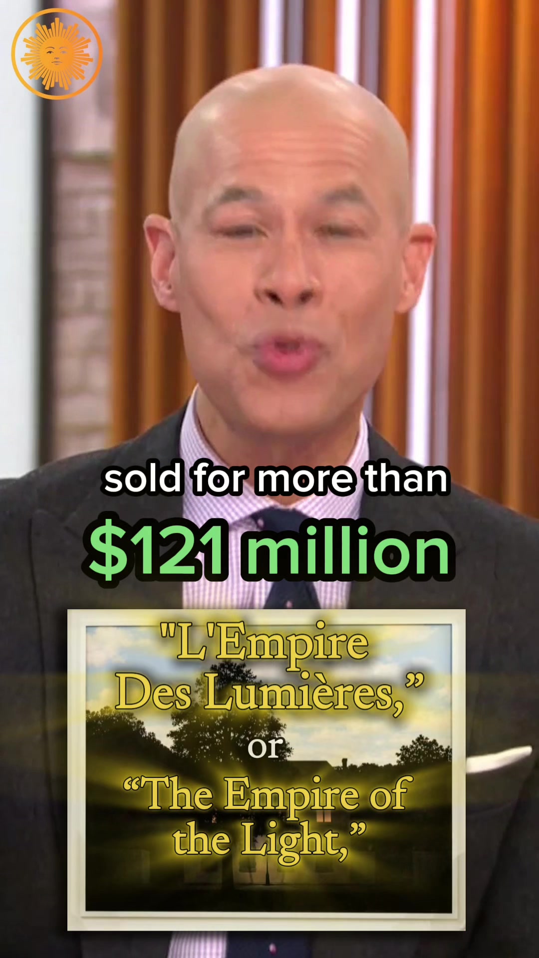 “L’Empire Des Lumières,” or “The Empire of the Light,” a surrealist painting by René Magritte, sold for more than $121 million after a 10-minute bidding war at Christie's Tuesday night. The painting is the highest price ever paid for a surrealist work of art at an auction, according to ArtPrice. #art #auction #Christies #painting