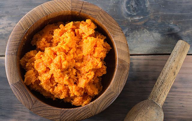 Smashed sweet potatoes recipe to add some color to Thanksgiving dinner