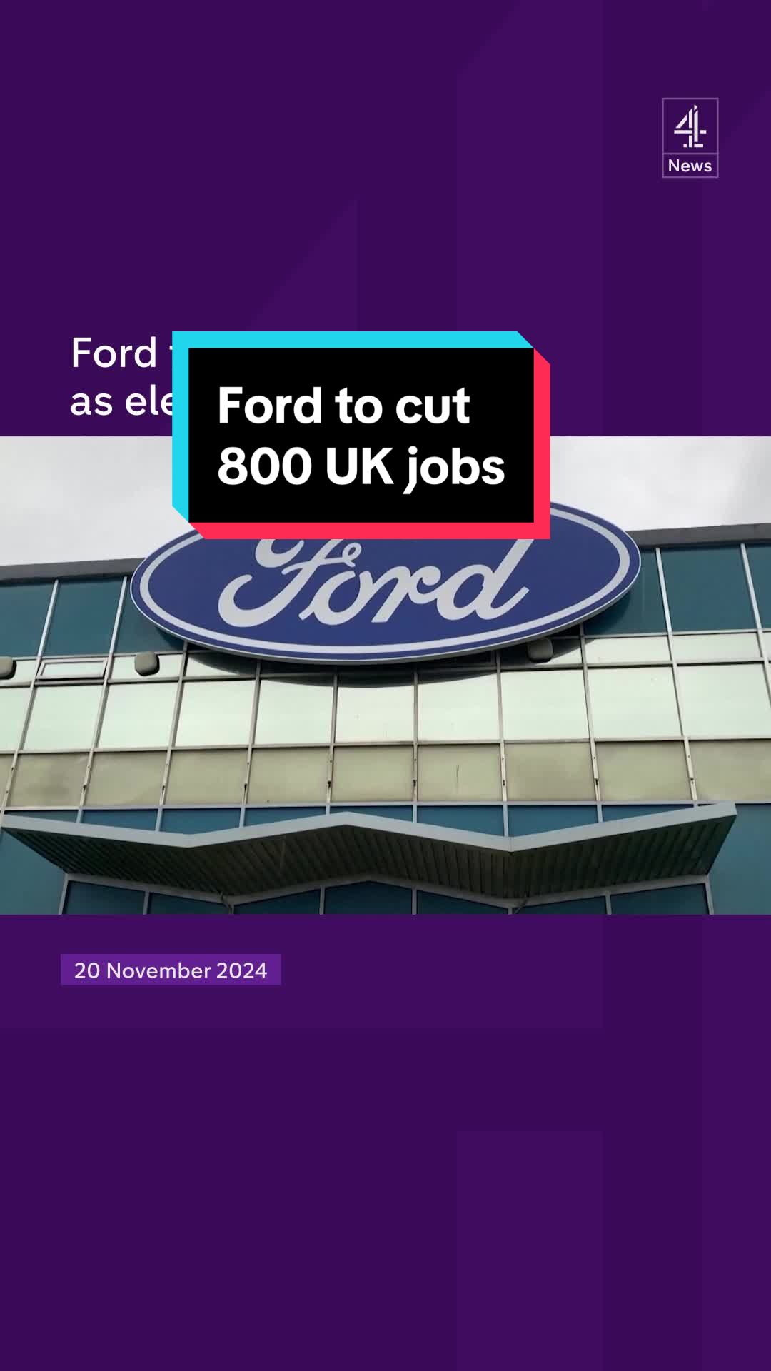 Ford has said it will axe eight hundred jobs in the UK over the next three years. The car manufacturer has blamed its losses in recent years on poor government support to push the shift to EV's, resulting in a low demand for electric vehicles. #Ford #Cars #Jobs #ElectricVehicles #Work #Channel4News