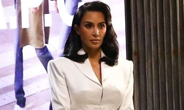 Kim Kardashian displays legs on set of Ryan Murphy All's Fair