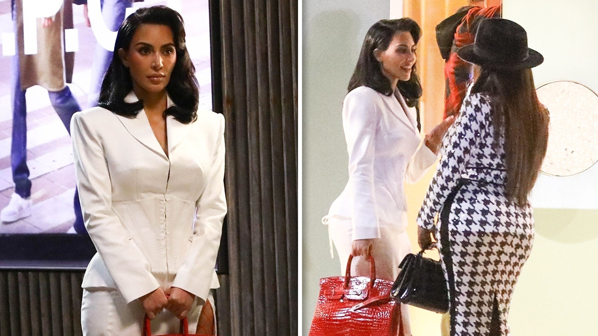 Kim Kardashian Shows Off Long Legs in Revealing Skirt on 'All's Fair' Set