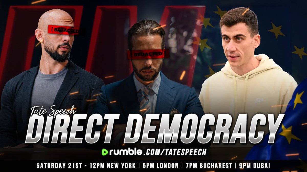 EMERGENCY MEETING - DIRECT DEMOCRACY With special guest @Fidias0 Tomorrow, December 21 at 7PM Universal Tate Time Live on Rumble pic.twitter.com/e6IV4g7GC8