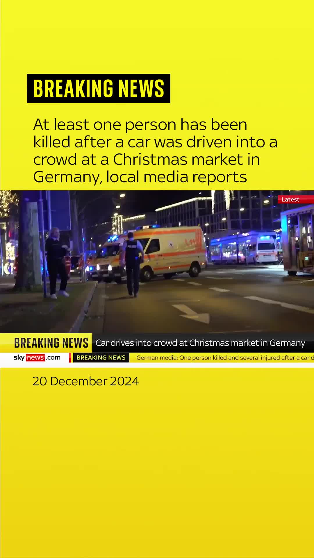 At least one person has been killed after a car was driven into a crowd at a Christmas market in #Germany, local media reports.