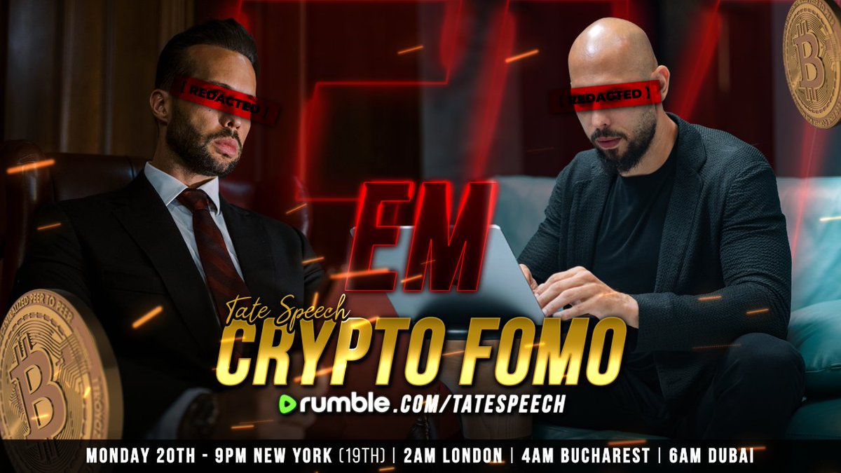 EMERGENCY MEETING - CRYPTO FOMO Tonight, January 20 at 4AM Universal Tate Time Live on Rumble https://t.co/VnzAF6b8MK