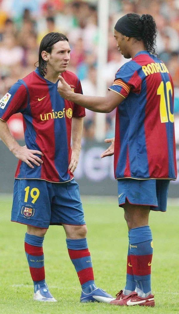 Fc Barcelona  Two football legends Messi and Ronaldinho