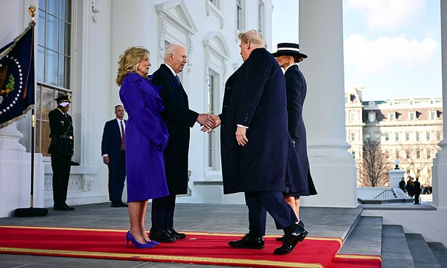 Joe and Jill Biden welcome Donald and Melania Trump to White House