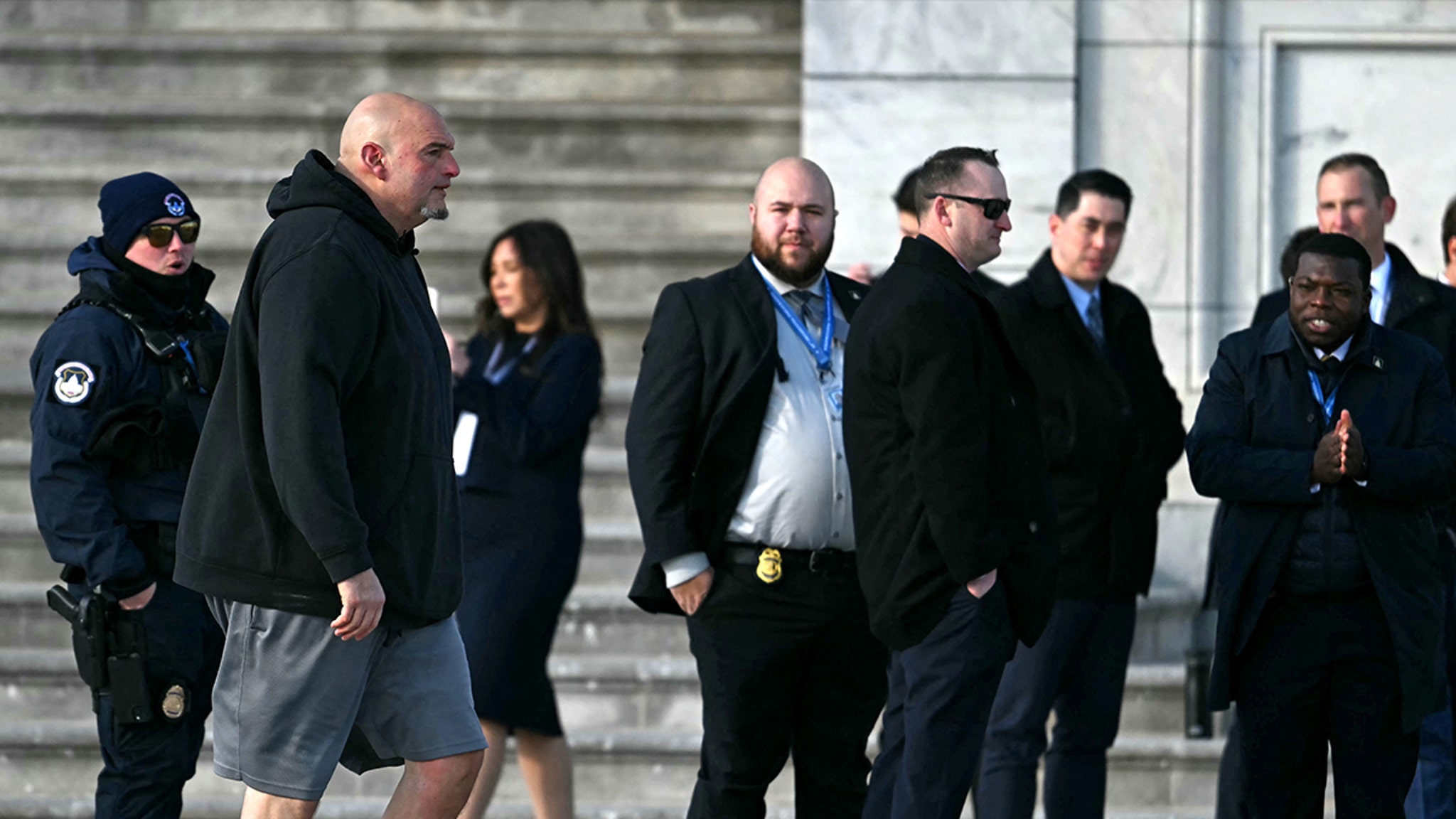 PA Senator John Fetterman Wears Signature Shorts, Hoodie at Capitol