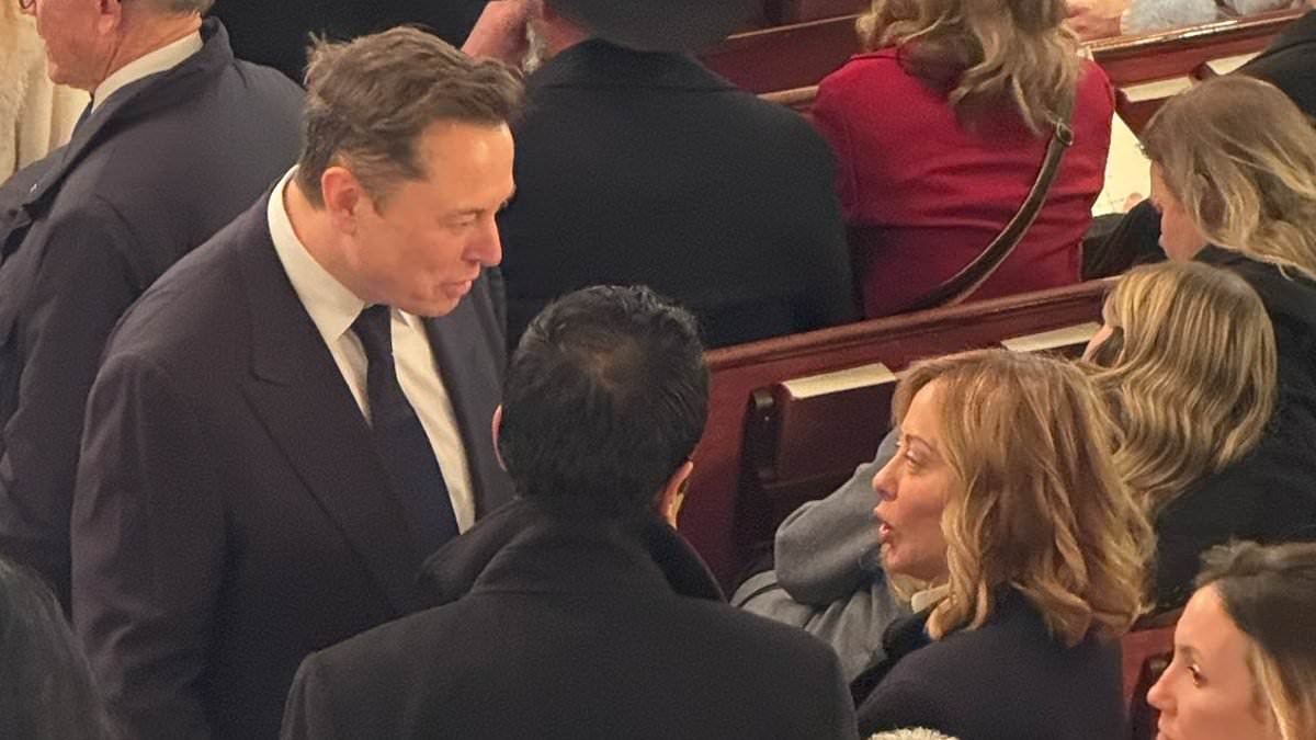 Elon Musk chats with glamorous Italian PM Giorgia Meloni at Trump inauguration... months after denying affair