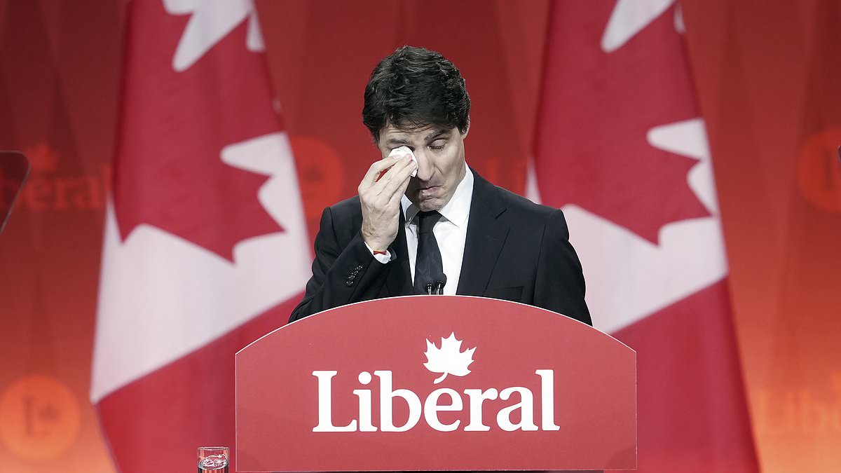 Justin Trudeau weeps as he gives emotional farewell speech in front of his family and makes one FINAL dig at Donald Trump - before his successor as Canadian PM continues war of words with fresh jibe at the US president