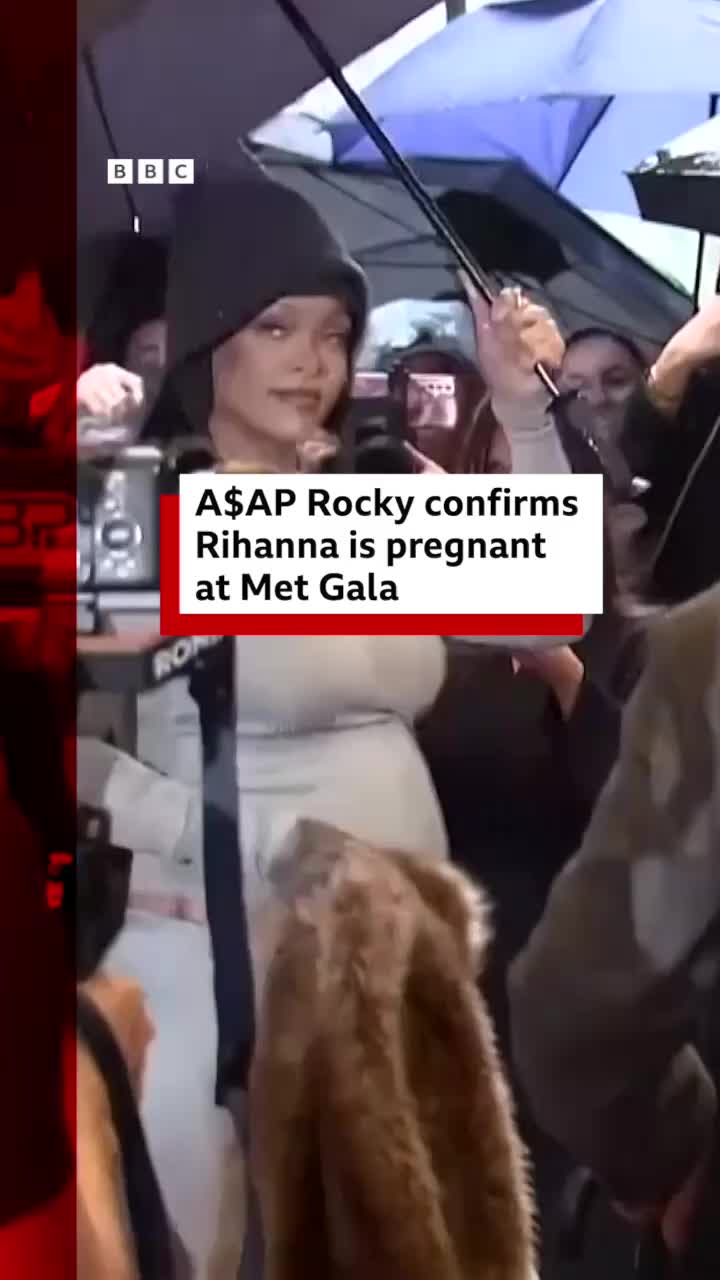 The Met Gala co-chair said it was &quot;time to just show the people what we were cooking up.&quot; #Rihanna #ASAPRocky #MetGala #MetGala2025 #Fashion #Announcement #Pregnancy #RedCarpet #BBCNews