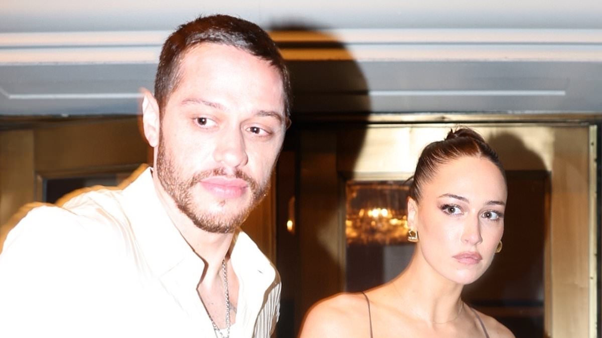 Pete Davidson looks fresh-faced alongside his Kim Kardashian look-alike girlfriend as they leave Blossom Ball in New York after making their red carpet debut in New York