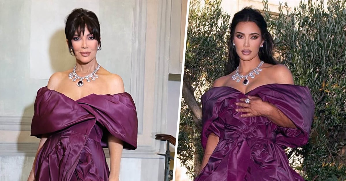Kris Jenner Posts the Kim Kardashian Dress She Wore That Caused a Stir in the Family Group Chat