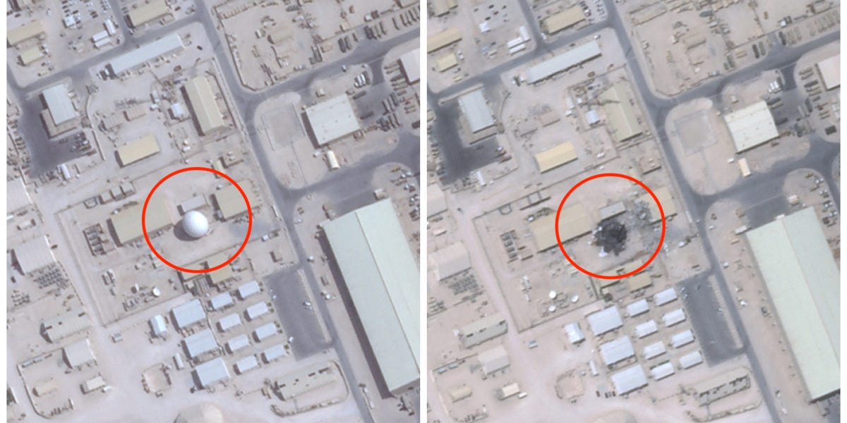 Satellite images show damage at the US base Iran attacked with ballistic missiles — one of which hit it