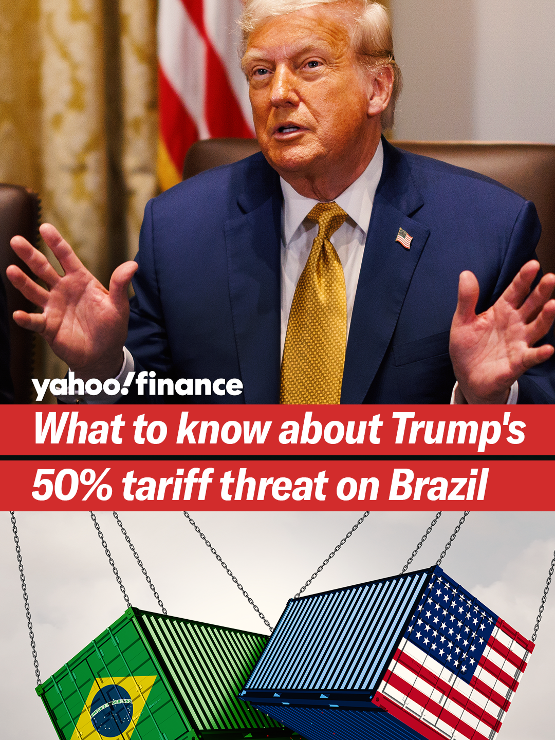 What to know about Trump's 50% tariff threat on Brazil.  #yahoofinance #trump #tariff #tariffs #president #donaldtrump #brazil
