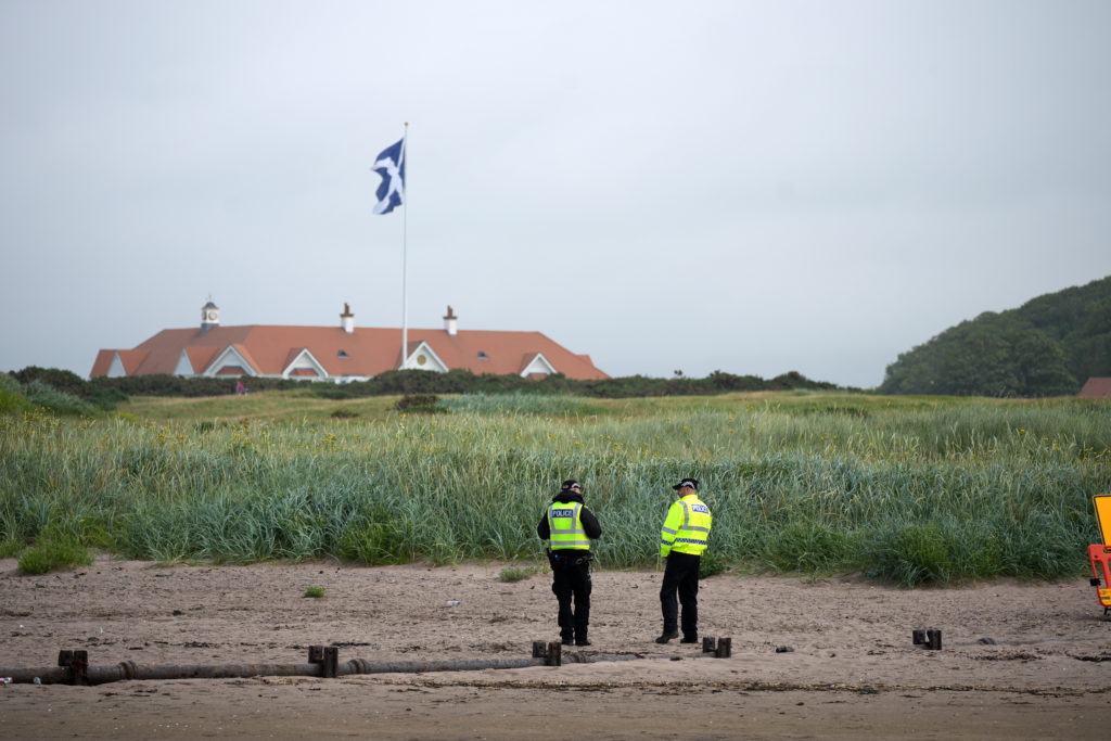 Trump leaves for Scotland to inaugurate his family business's new golf course in Aberdeenshire