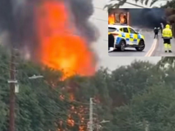 Truck bursts into flames in Lucan village during this morning’s rush hour traffic