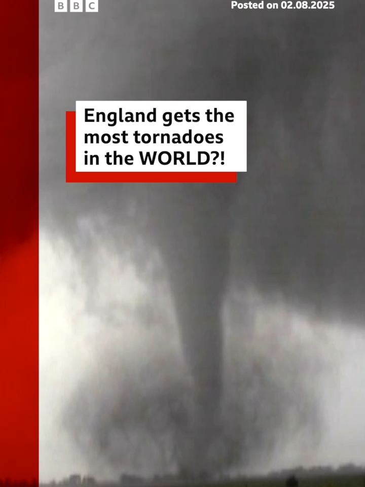 England gets 2.2 tornadoes per square kilometre – compared to just 1.3 for the USA – which is 75 times the size. #Tornado #Tornadoes #Weather #Storm #Wind #Gale #England #America #USA #News #BBCNews