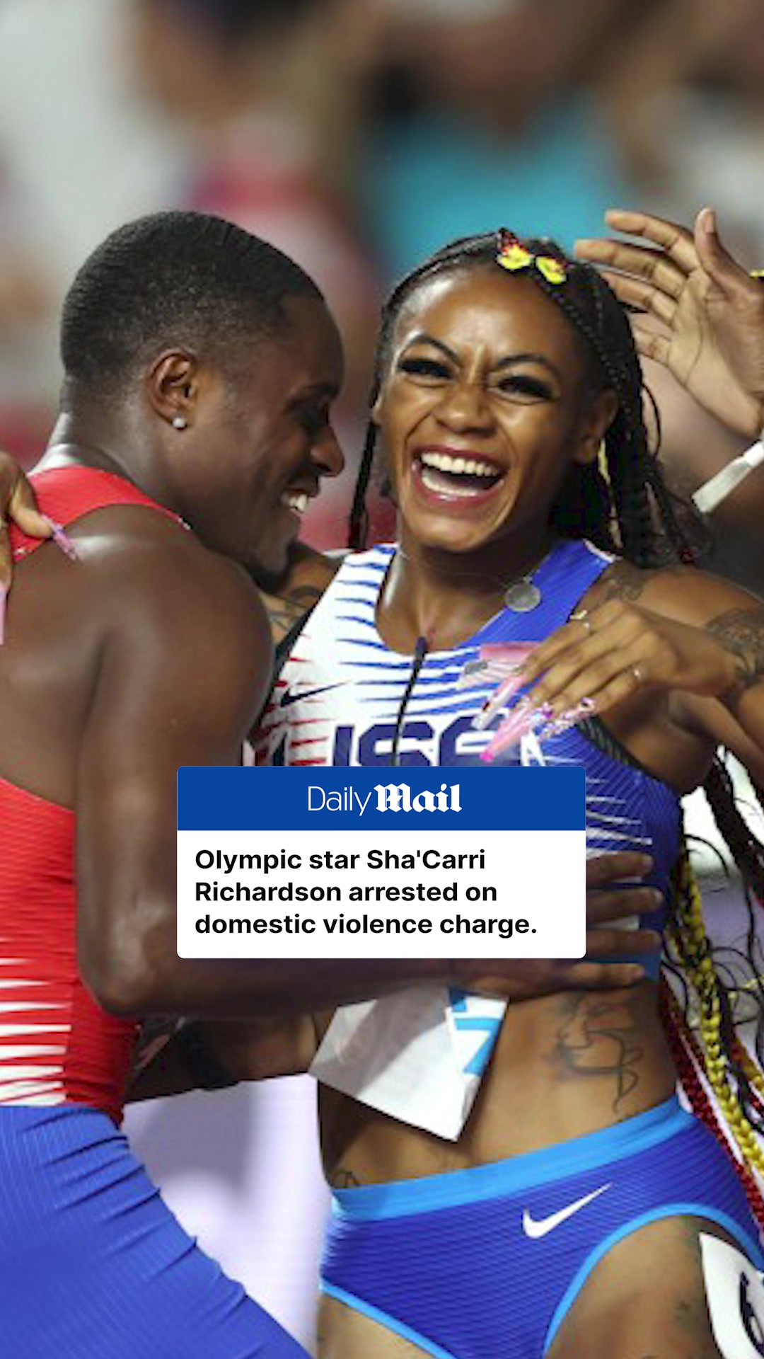 Olympic sprinter Sha'Carri Richardson was arrested at a Seattle airport after an incident involving her boyfriend and fellow Team USA star Christian Coleman. The gold medalist was held in custody for nearly 19 hours after allegedly shoving her boyfriend at the TSA checkpoint. Read the full story at Daily Mail. #news #sports #Olympics #arrest