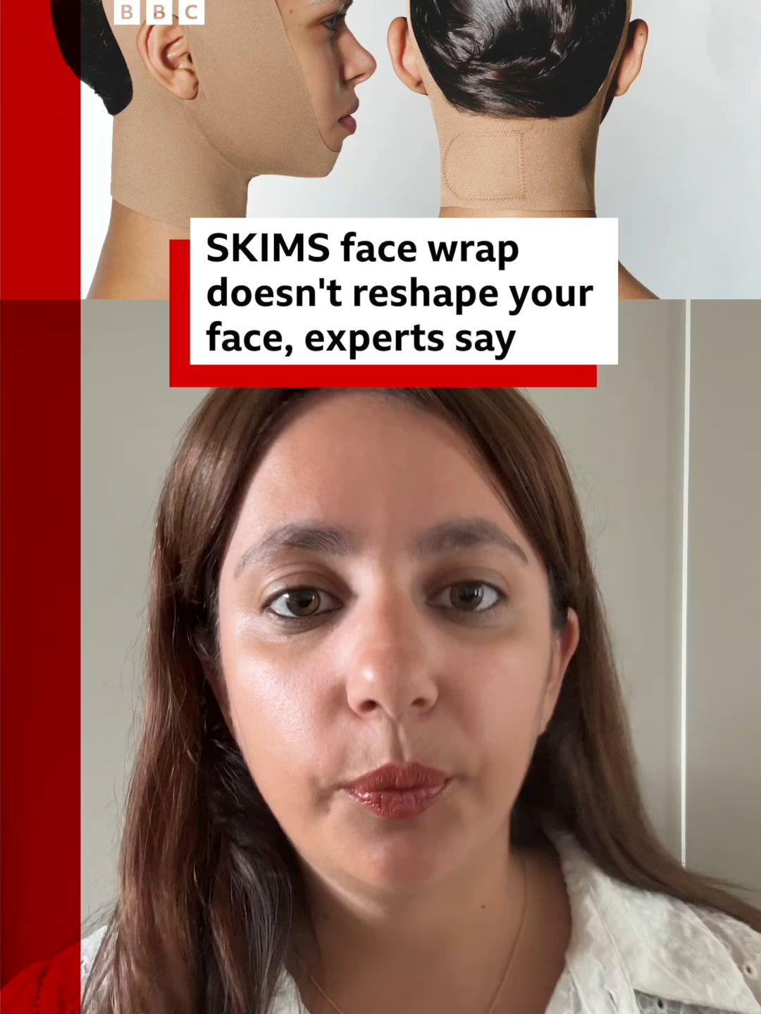 Skincare experts say at worst it can lead to breakouts, irritation or circulation issues. #FaceWrap #ChinStrap #Skincare #MorningShed #MorningRoutine #NighttimeRoutine #Skims #KimKardashian #KimK #BBCNews