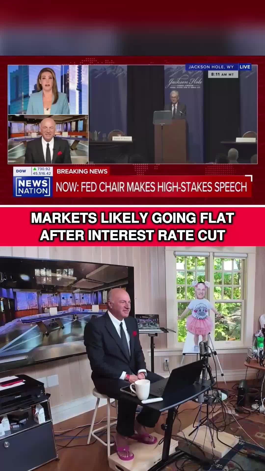 What Powell has given to the market is that he's inclined to consider cuts should the data support it in the next CPI report. So he's got a lot of data coming before the decision in September. This is his last speech at Jackson Hole, so it's a legacy speech and he'll answer some questions. What it looks like today to investors like me, is over an 80% chance of a 25 basis point cut in September. Now, that is not a lot. Then the market’s gonna go flat for a while.