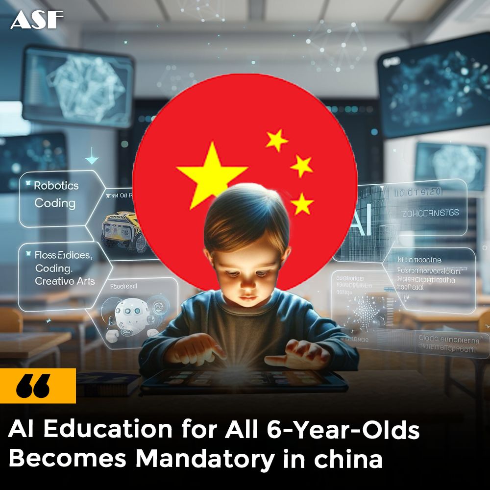 Starting September 2025, China will introduce AI as a mandatory school subject for children as young as six. Students wi...