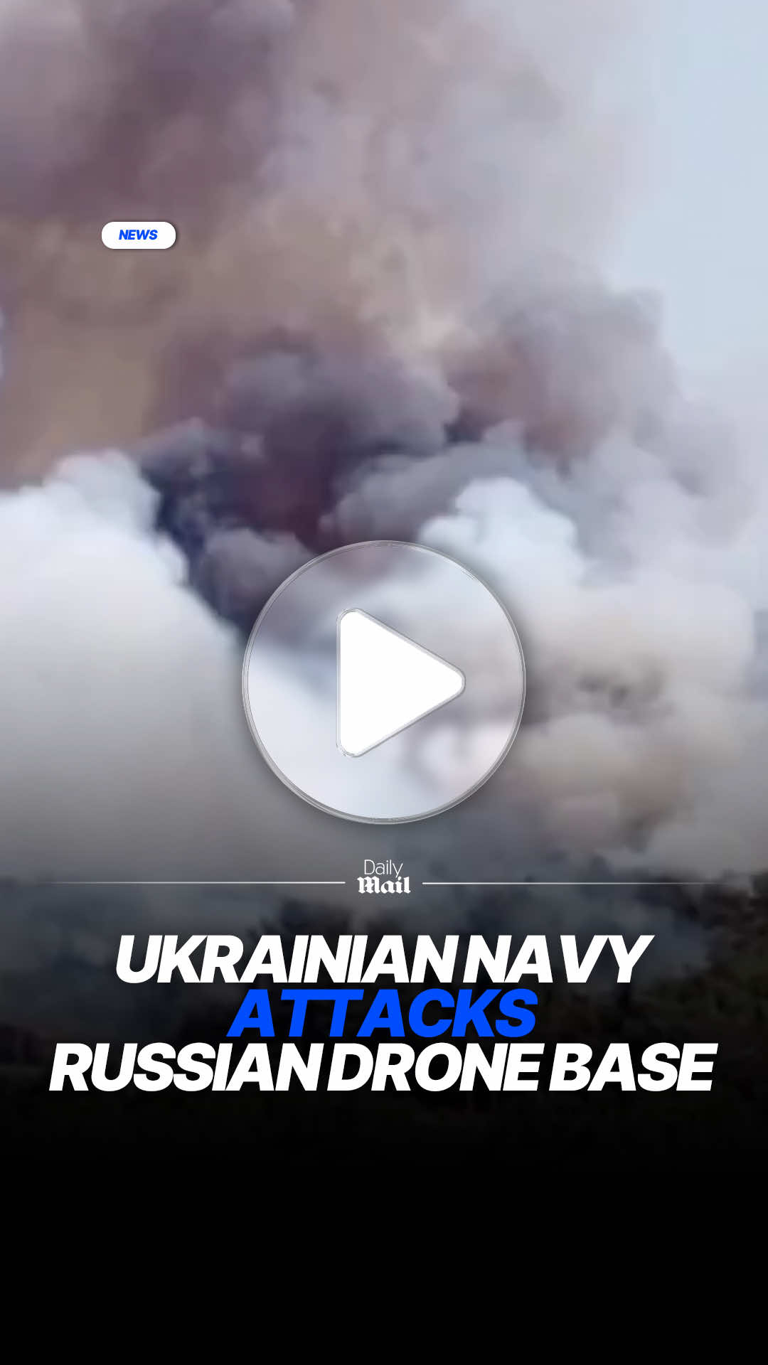 Video captures the aftermath of a Ukrainian Navy-led strike that hit a Russian drone base. The Crimea headquarters were left billowing smoke after the attack which reportedly destroyed several Mohajer-6 drones and Forpost UAVs. Read more on DailyMail.com 📷 Nexta_TV #ukraine #russia #trump #news