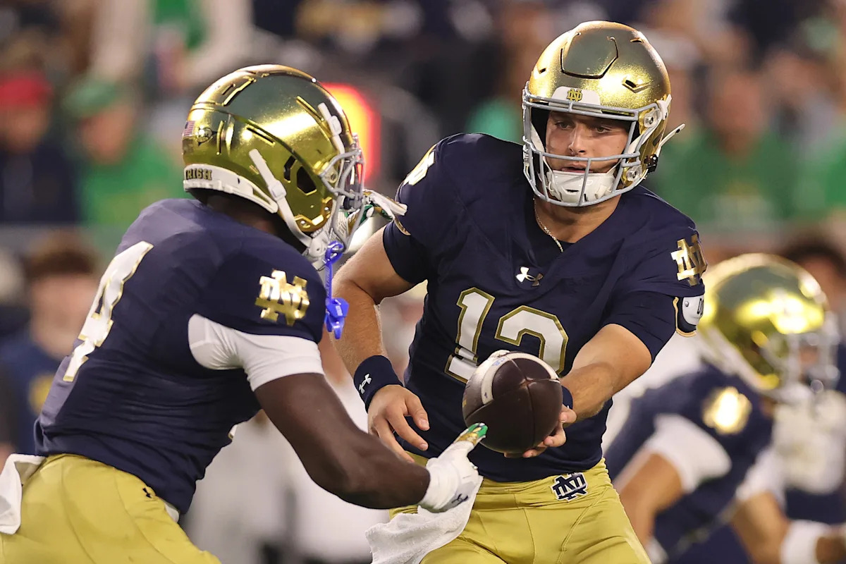 Did Notre Dame QB CJ Carr accidentally tip many of the Fighting Irish's run and pass plays in loss to Texas A&M?