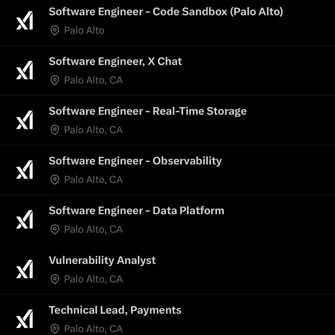 RT by @elonmusk: Elon Musk’s xAI is hiring engineers! If you’ve got the skills and ambition to help build the future of AI and work with @elonmusk, visit @xAI - all open roles are listed there, and you can apply directly on 𝕏. pic.