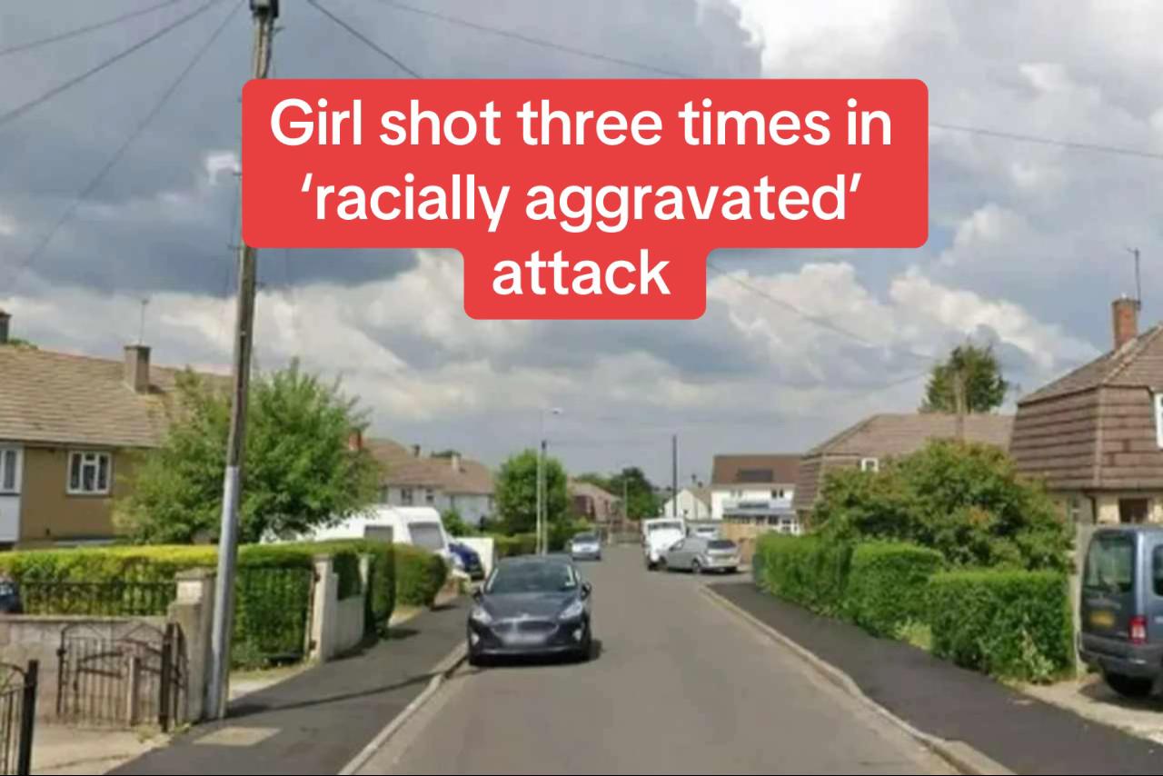 A little girl has been shot three times in a &quot;racially aggravated&quot; attack, as cops launch an urgent manhunt. Read the full details above. #shooting #UK #uknews