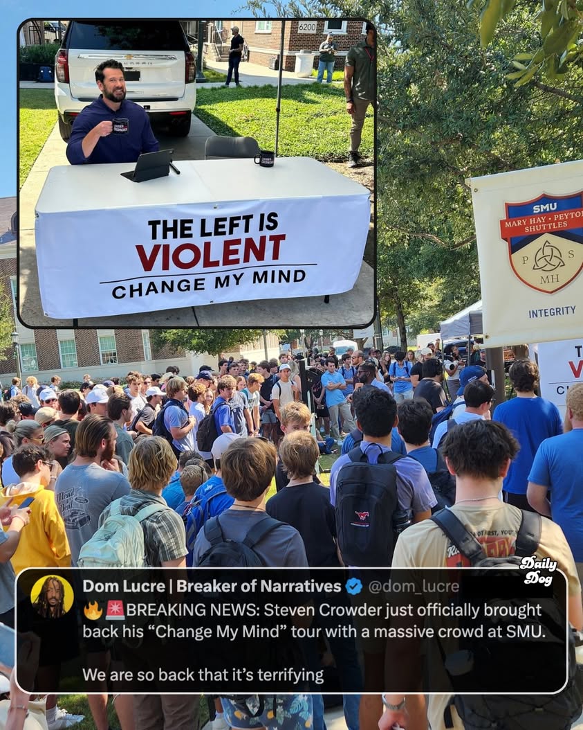 Steven Crowder brings back 'Change My Mind' following the death of Charlie Kirk.