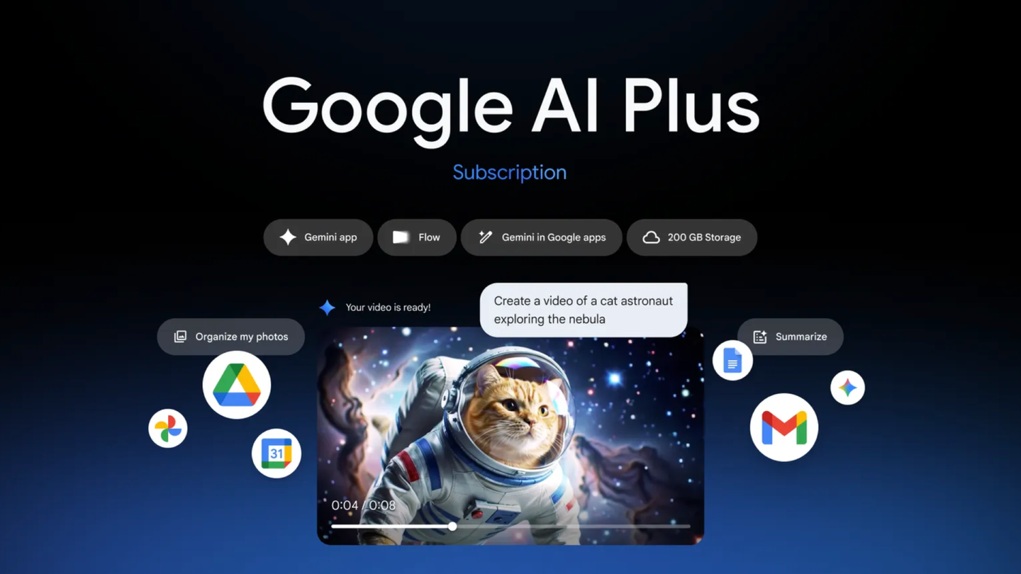 Google AI Plus — our newest AI plan — is now available in 40 more countries.