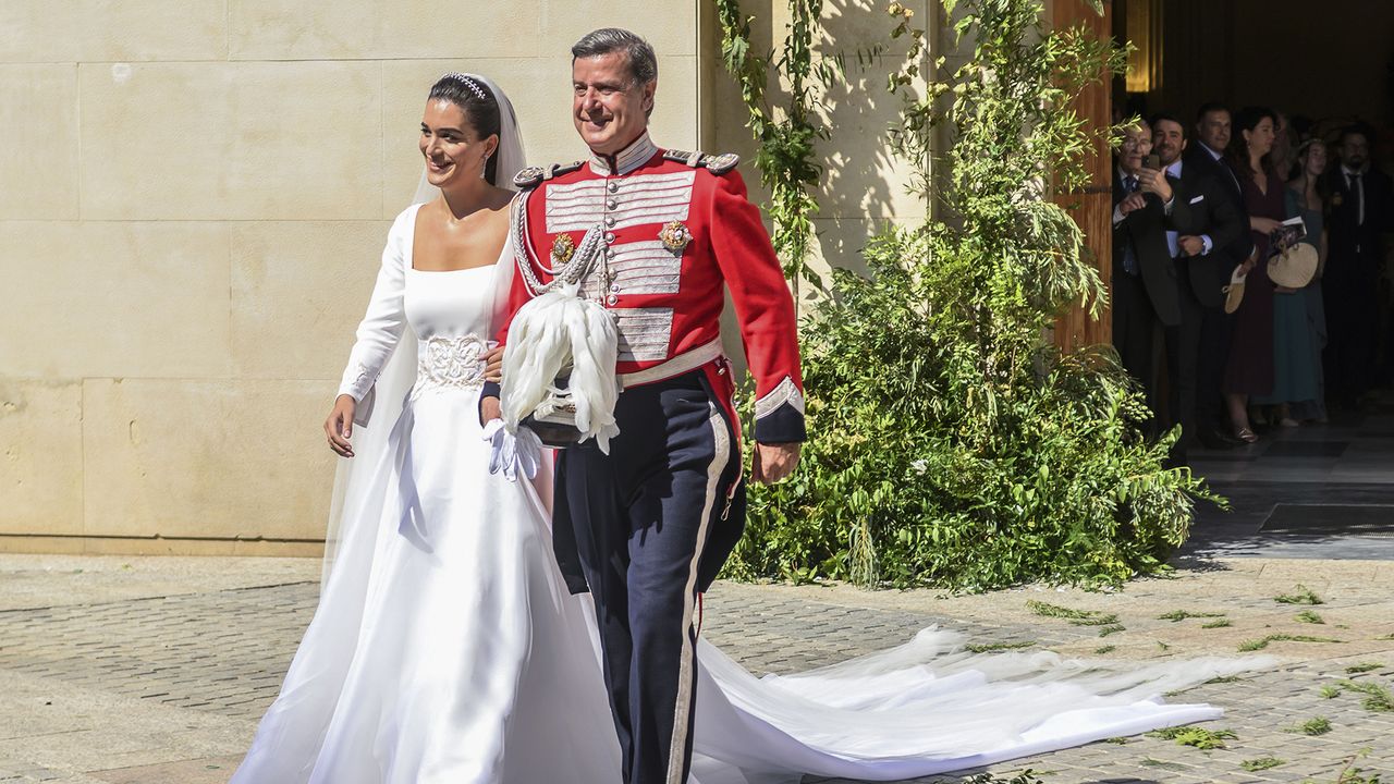 Spain's dapper Duke of Arjona marries his radiant long-term girlfriend in high-society wedding that's straight from a fairytale