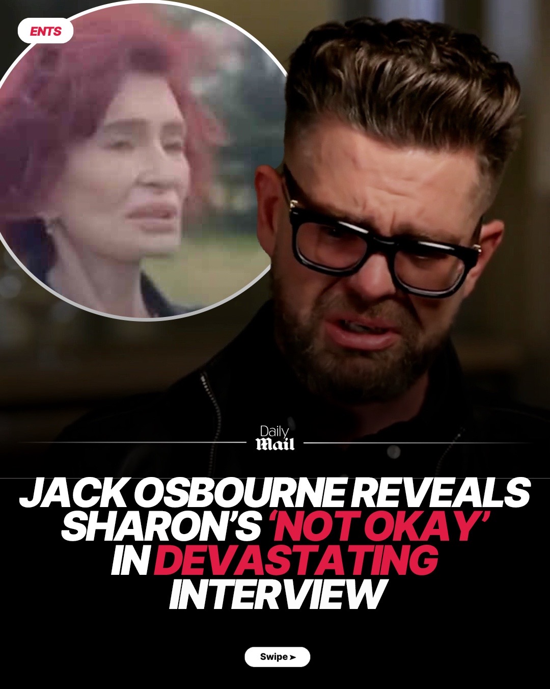 Jack Osbourne has given an update on how his mom, Sharon, has been coping in the wake of the death of his music legend father Ozzy Osbourne. Talking to Good Morning America, the 39-year-old admitted that Sharon was 'not okay' following the family's tragic loss. The Black Sabbath legend died of heart failure at his Buckinghamshire home on July 22 and Sharon only recently reemerged online, thanking fans for the 'overwhelming love and support' shown towards her. Sharon admitted she had been 'carried through' by those around her, adding she was 'still finding her footing' after losing her husband of 43 years.